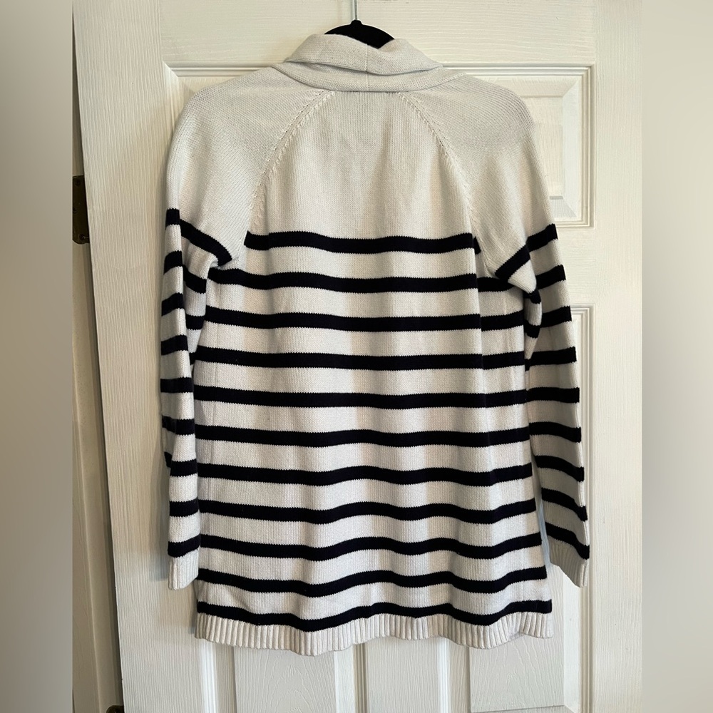 Talbots Sweater Blue and White Striped - Picture 3 of 4